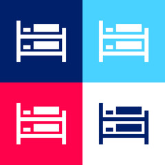 Berth Bed blue and red four color minimal icon set