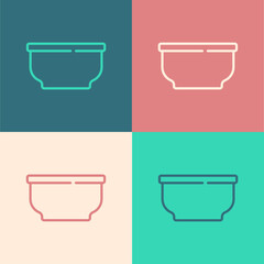 Pop art line Bowl icon isolated on color background. Vector