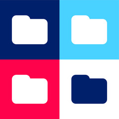 Black Folder Shape For Interface blue and red four color minimal icon set