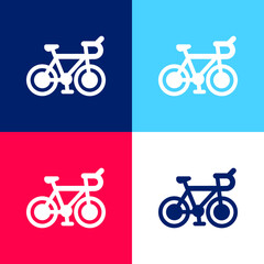 Bicycle blue and red four color minimal icon set