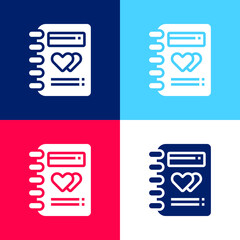 Book blue and red four color minimal icon set