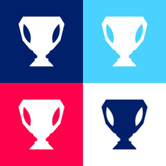Big Cup Trophy Shape blue and red four color minimal icon set