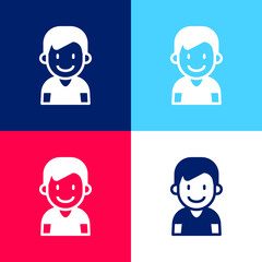 Boy blue and red four color minimal icon set