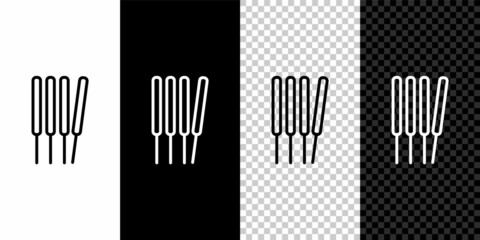 Set line Aroma sticks, incense, aromas icon isolated on black and white background. Vector