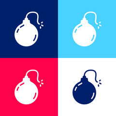 Bomb blue and red four color minimal icon set