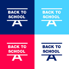 Back To School blue and red four color minimal icon set