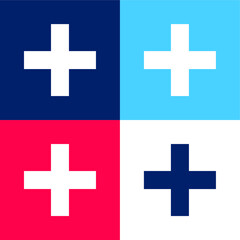 Obraz premium Addition Sign blue and red four color minimal icon set