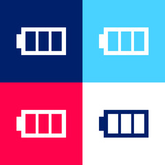 Battery Image With Three Areas blue and red four color minimal icon set