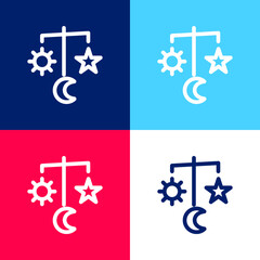 Baby Mobile Toy With Hanging Space Shapes blue and red four color minimal icon set