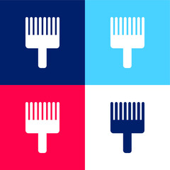 Afro Pick blue and red four color minimal icon set