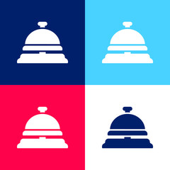 Bell blue and red four color minimal icon set