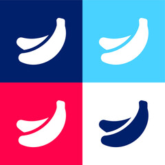 Fototapeta na wymiar Banana blue and red four color minimal icon set