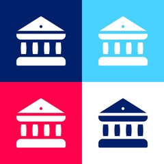 Bank blue and red four color minimal icon set