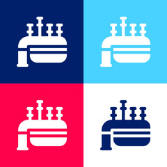 Bagpipe blue and red four color minimal icon set
