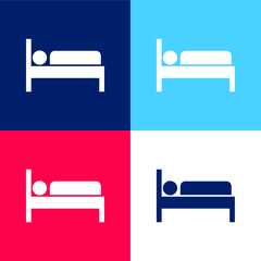 Bed blue and red four color minimal icon set