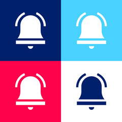 Alarm Bell blue and red four color minimal icon set