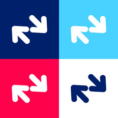 Arrows Couple Of Diagonal Opposite blue and red four color minimal icon set