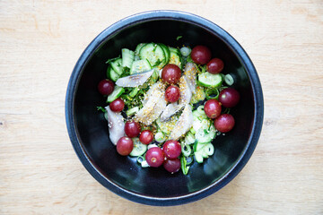 Fish with cucumber salad