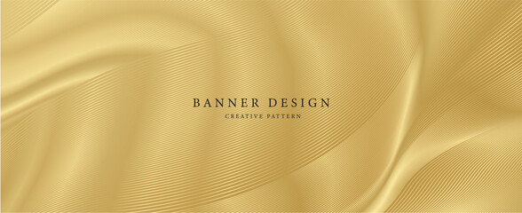 Premium background design with diagonal line pattern in gold colour. Vector horizontal gold template for business banner, formal invitation, luxury voucher, prestigious gift certificate - obrazy, fototapety, plakaty