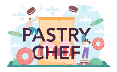 Pastry chef typographic header. Professional confectioner. Sweet baker