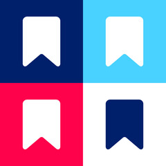 Bookmark blue and red four color minimal icon set