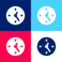 Big Clock blue and red four color minimal icon set
