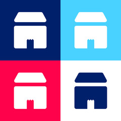 Box blue and red four color minimal icon set