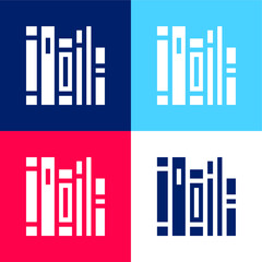 Books blue and red four color minimal icon set