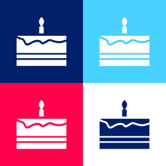 Birthday Cake blue and red four color minimal icon set
