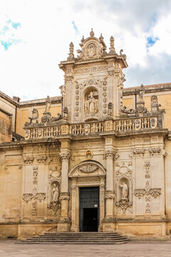 The northern facade of Lecce Cathedral, Italy