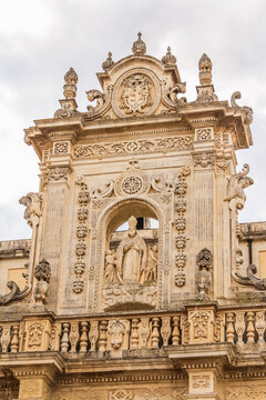 The northern facade of Lecce Cathedral, Italy