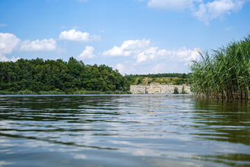 Fototapeta na wymiar calm waters of lake Podkowa near Pinczow, Ponidzie, Poland