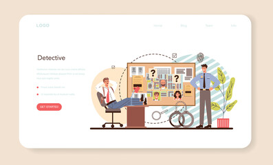 Professional detective web banner or landing page. Agency investigating