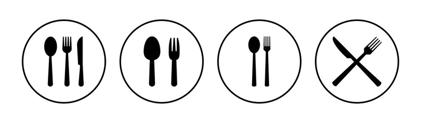 spoon and fork icon set. spoon, fork and knife icon vector. restaurant icon