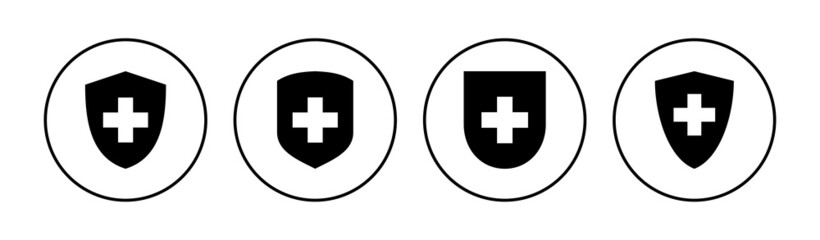 Obraz premium Health insurance icon set. Insurance health document icon