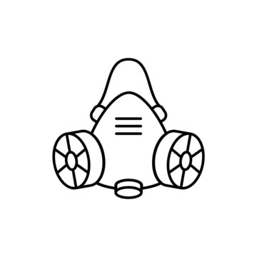 recommend clip art: Respirator mask line icon. Chemical protective mask. Multipurpose dust respirator with filters. Double valve gas half face mask. Personal protective equipment. Vector illustration, flat, clip art. 
