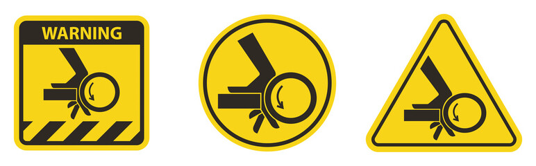 Hand Crush Roller Pinch Point Symbol Sign
