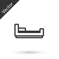 Grey line Bed icon isolated on white background. Vector