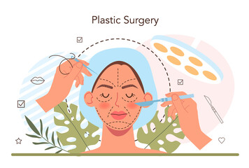 Plastic surgery concept. Idea of modern face aesthetic medicine.