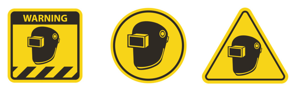 Symbol Wear Welding Helmet Isolate On White Background