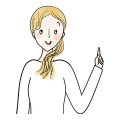 指さしをする女性　欧米人
