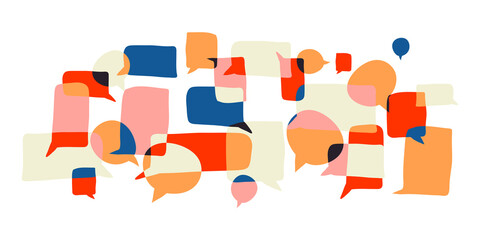 Abstract hand draw bubles text background. Talking concept 