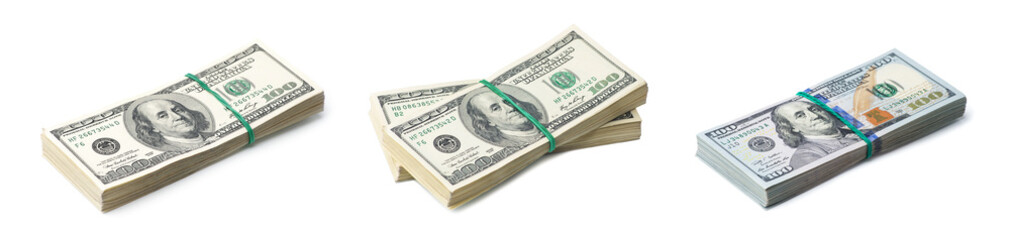American dollars on white background