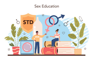 Sexual education concept. Sexual health lesson for young people.