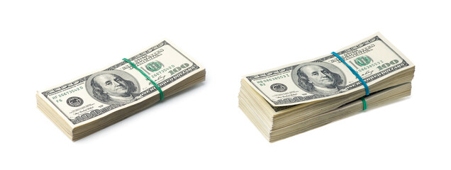 American dollars on white background