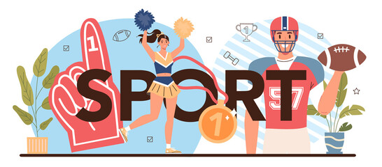 Sport typographic header. Physical education or school class. American football