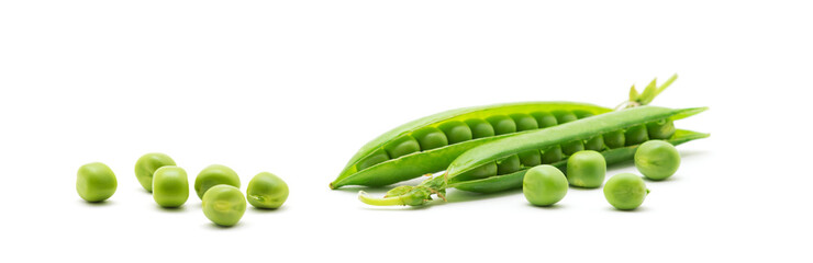fresh green peas isolated on a white background