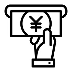 Withdraw Japanese Yen Money from ATM Icon