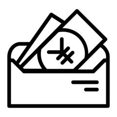 Japanese Yen Money in Envelope Icon