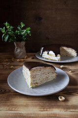 A Slice of Cottage Cheese Crepe Cake, Maslenitsa.